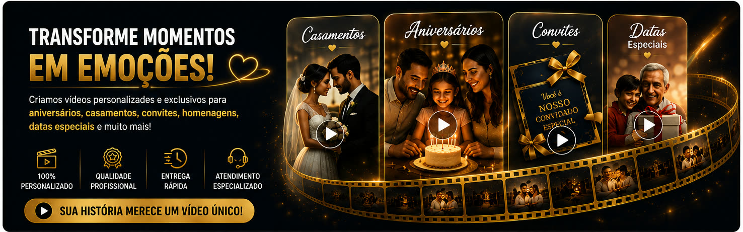 VideoConvite.IA — Transforme momentos em emoções: vídeos personalizados para aniversários, casamentos, convites, homenagens e datas especiais.